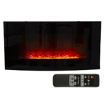 Eurolux RHE7 Fireplace Decorative Curved Glass Indoor with “Crystals””