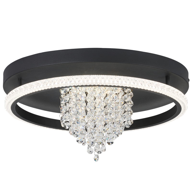 Sandy Black and White 28W 3-CCT LED Crystal Ceiling Fitting, 400mm (CF486)