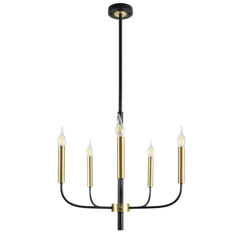 Black and Gold 5-Light E14 IP20 Chandelier, 540mm (CH714/5)