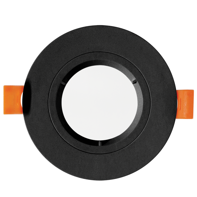 Black IP65 Straight GU10 Downlight with Clear Lens and Bayonet Lock, 70mm Cut-Out (DL128)