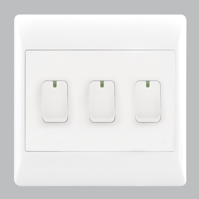 White 3-Lever 1-Way Light Switch 4x4 126x126mm (ESW007)