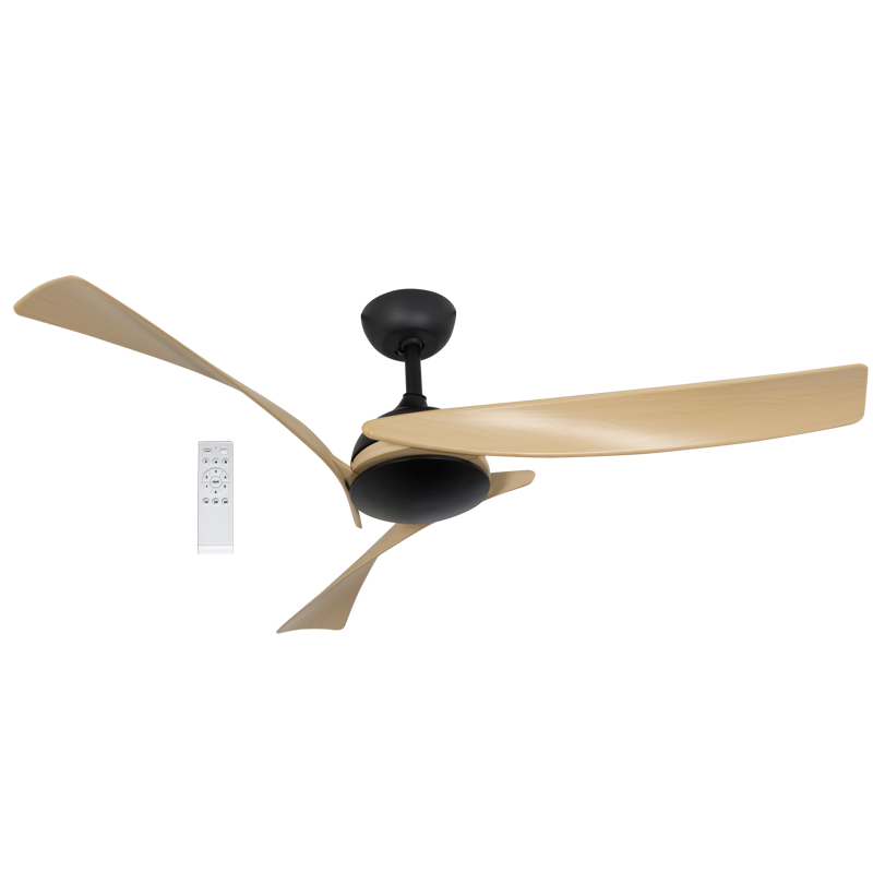 Light Wood Finish DC Ceiling Fan with Remote, No Light (FCF121)