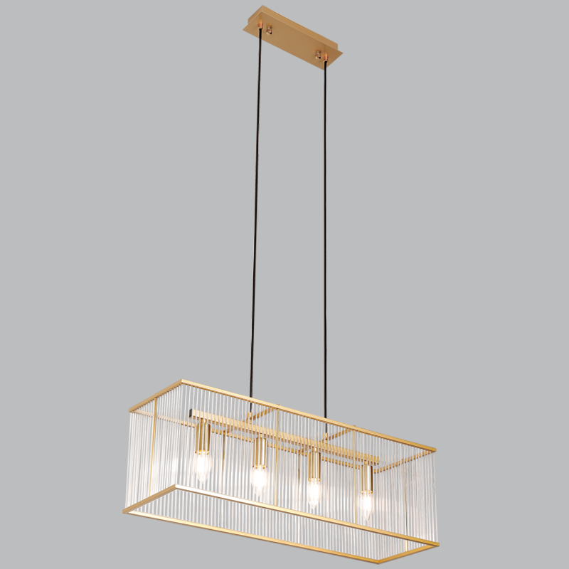 Gold 4-Light E14 Pendant with Clear Acrylic, 650 x 200mm (PEN148)
