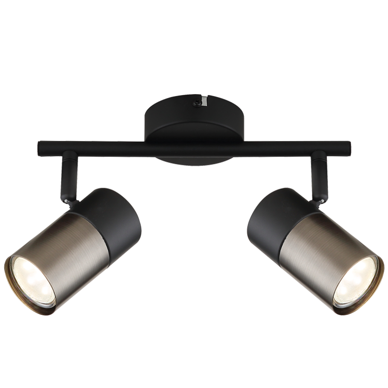Black Twin GU10 Metal Spotlight, 250mm (S422/2)