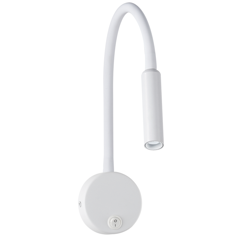 White 3W 4000K LED Reading Light with Flexible Arm and Switch (WB222)